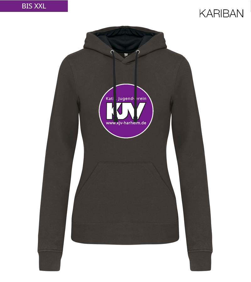 Kariban Damen Hoodie Dark Grey Black "Anton Frontprint"